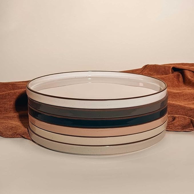 Flat Dinner Plates Set - Assorted Neutrals
