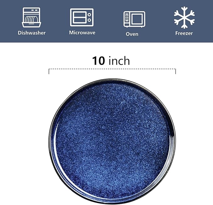 Ceramic Dinner Plates Set - Blue