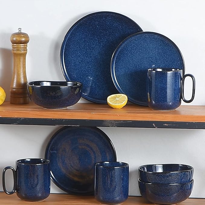 Ceramic Dinner Plates Set - Blue