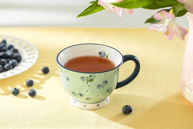 Mint Green Blueberry 14oz Ceramic Mug