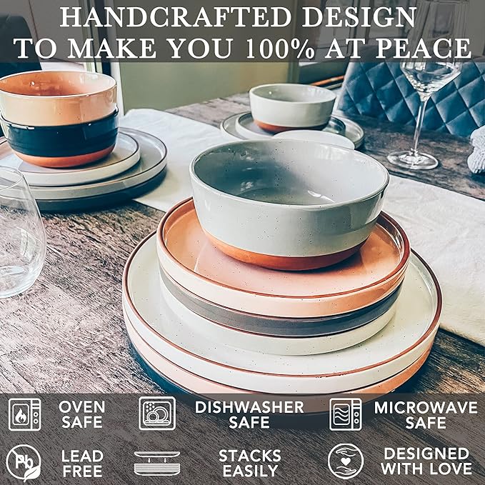 Flat Dinner Plates Set - Assorted Neutrals
